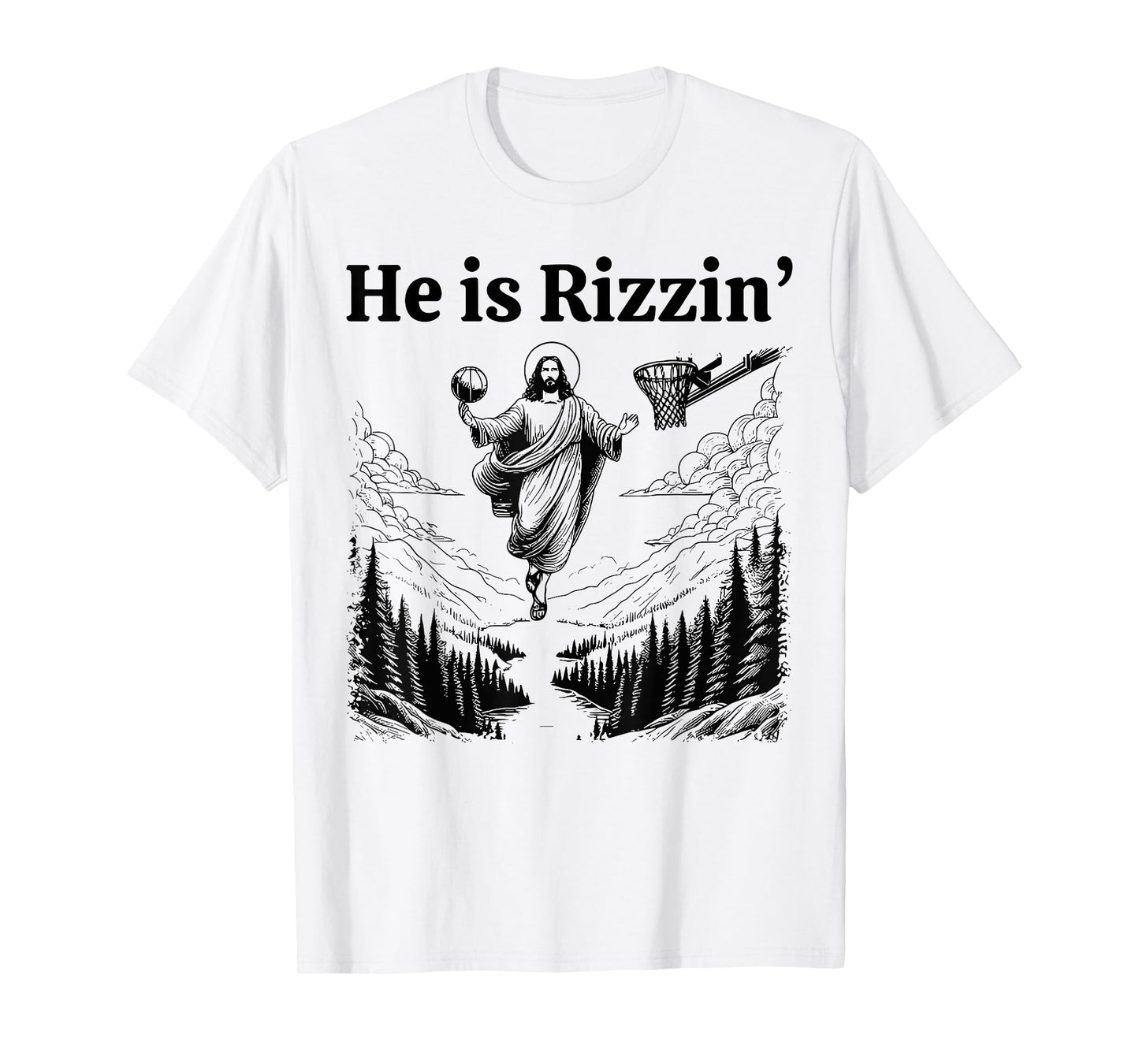 He Is Rizzin Funny Kids Easter Day Retro Christian Religious T-Shirt