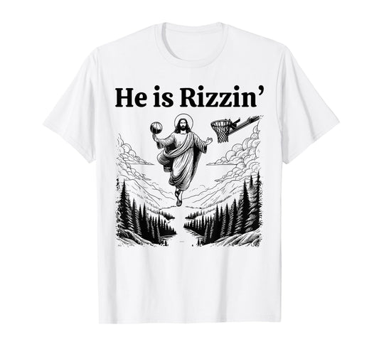 He Is Rizzin Funny Kids Easter Day Retro Christian Religious T-Shirt