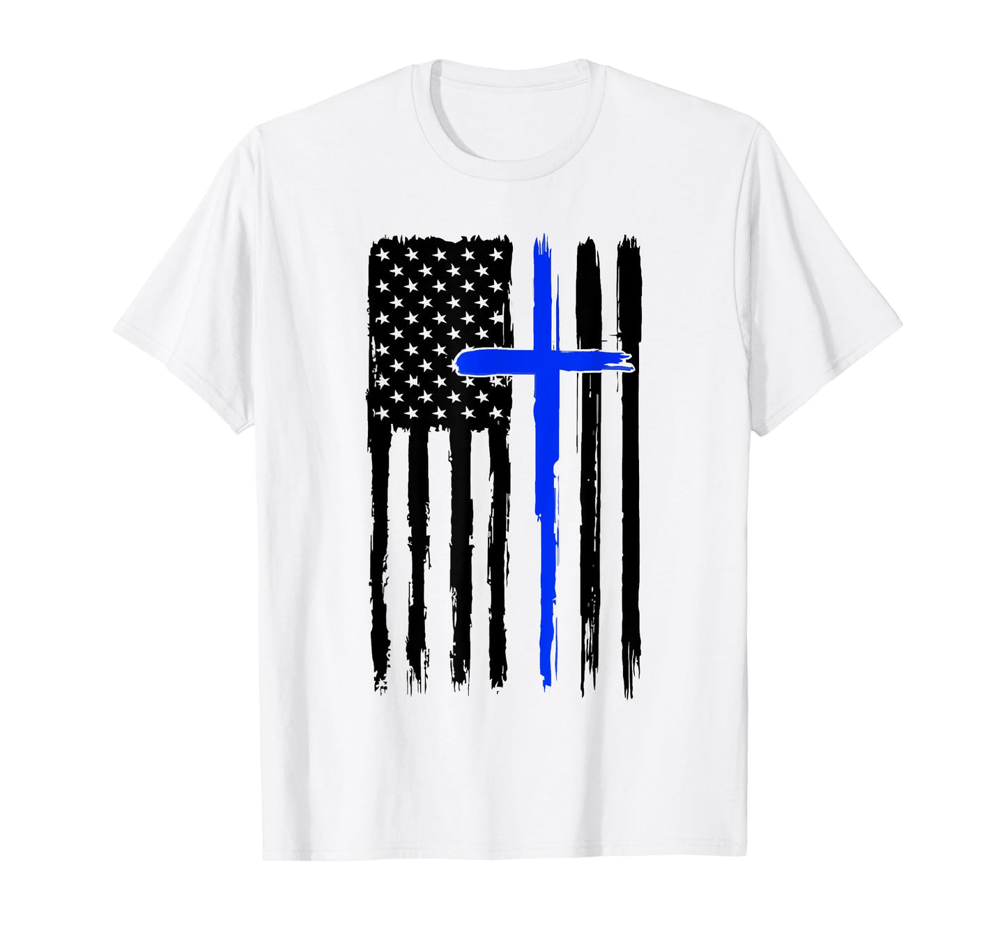 Thin Blue Crossed Line Jesus Christian Police Officer Cop T-Shirt