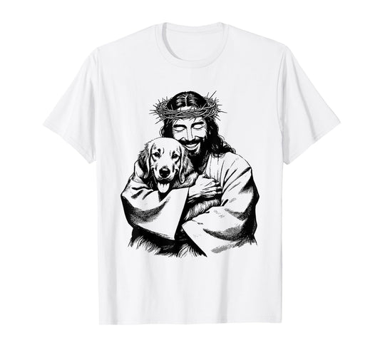 Jesus Golden Retriever - Funny Christian Religious Dog Lover T-Shirt for Men Women Kids