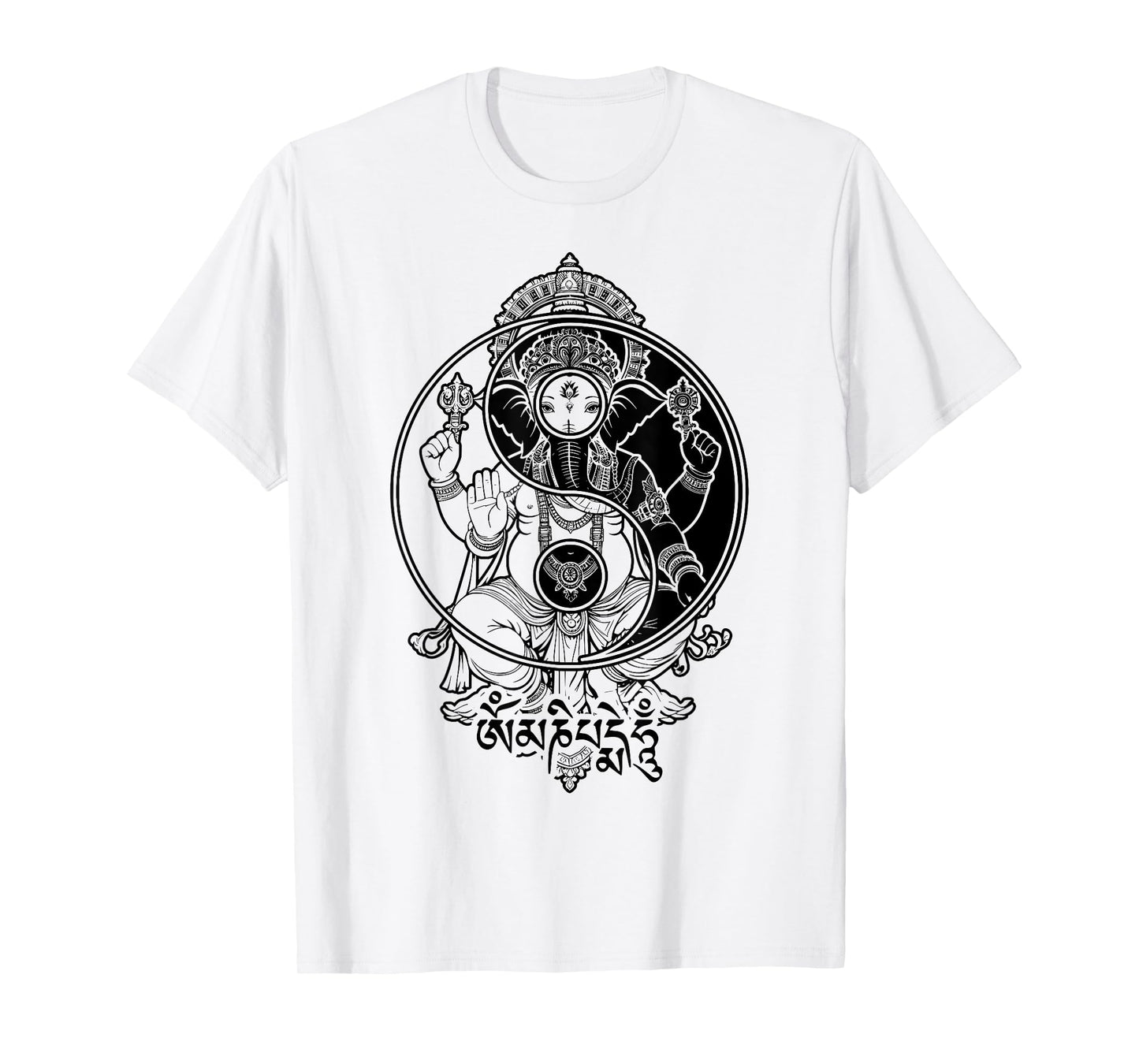 Yoga Elephant God Ganesh Ganesha Indian Yin Yang Symbol T-Shirt