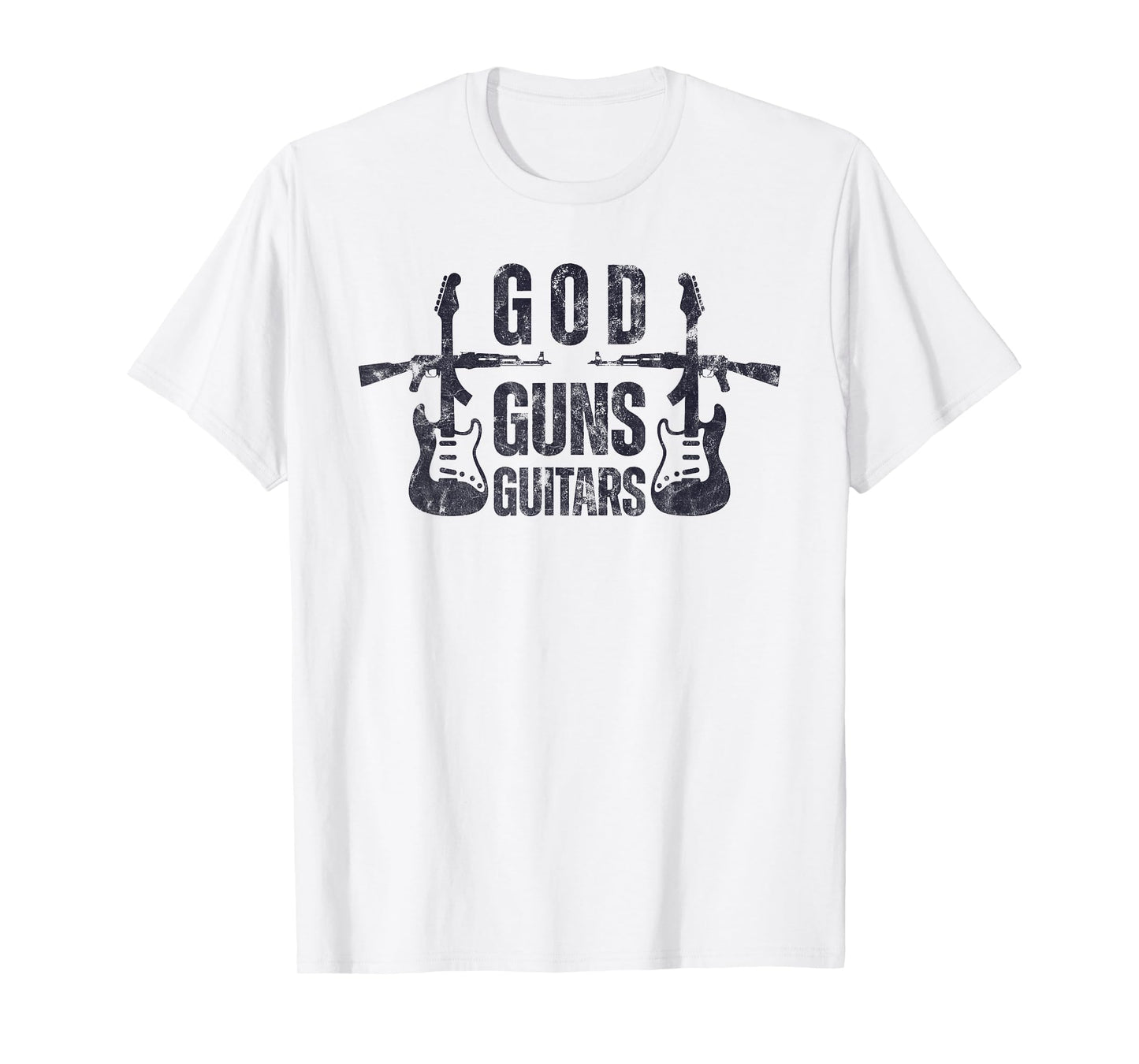 God Guns Guitar Funny Christian Guitar Lover T-Shirt