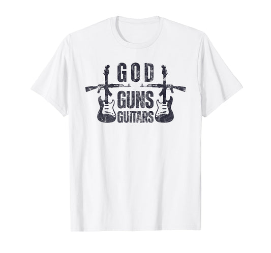God Guns Guitar Funny Christian Guitar Lover T-Shirt
