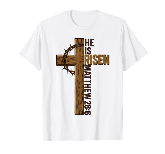 He Is Risen Easter Cross Christian Design family squad T-Shirt