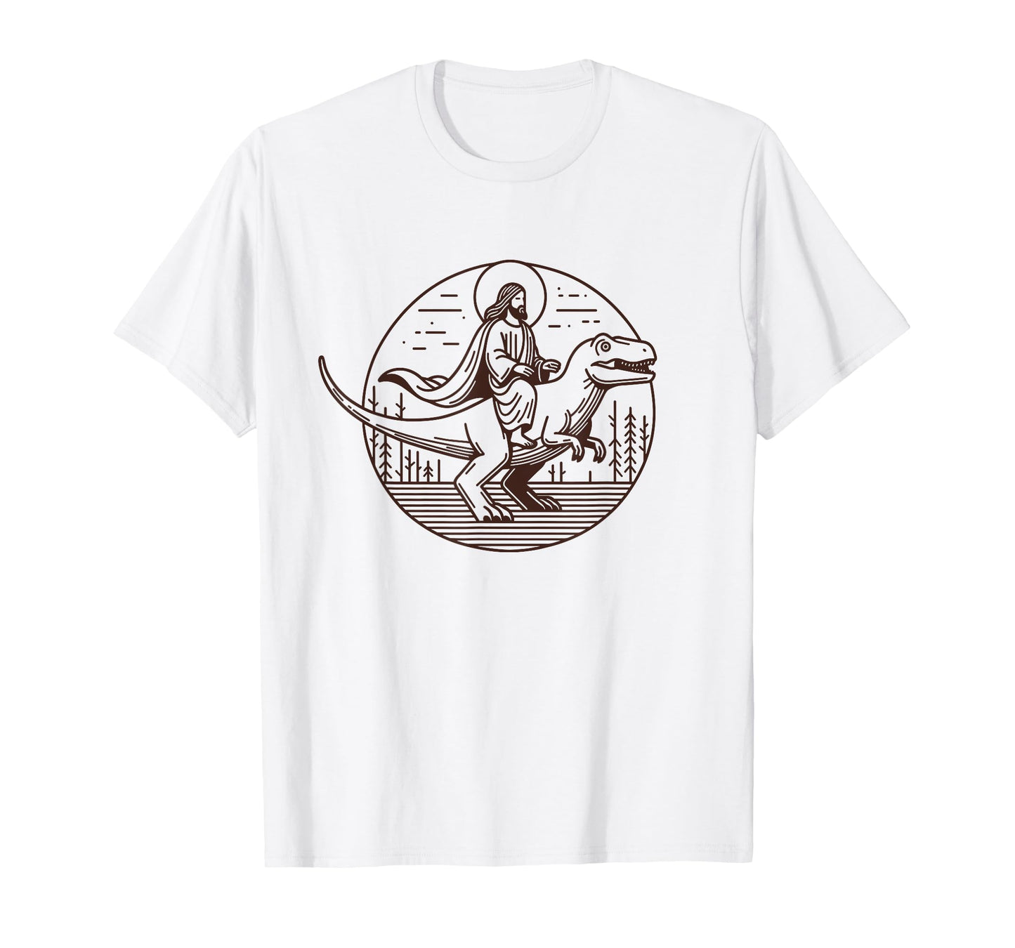 Funny Jesus Riding T-Rex Dinosaur Meme Parody for Believers T-Shirt