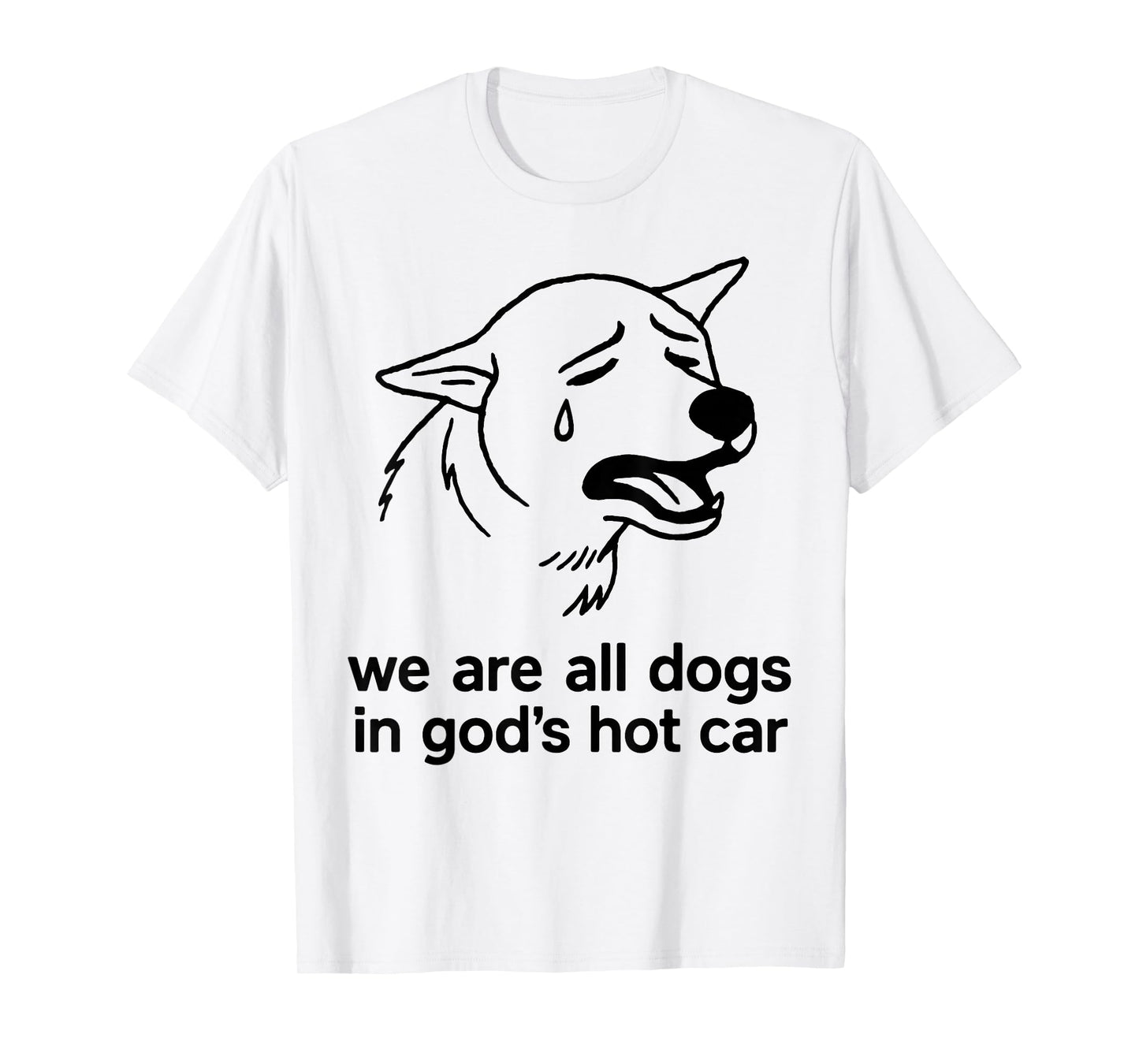 We are All Dogs in God's Hot Car Funny Dog Meme T-Shirt