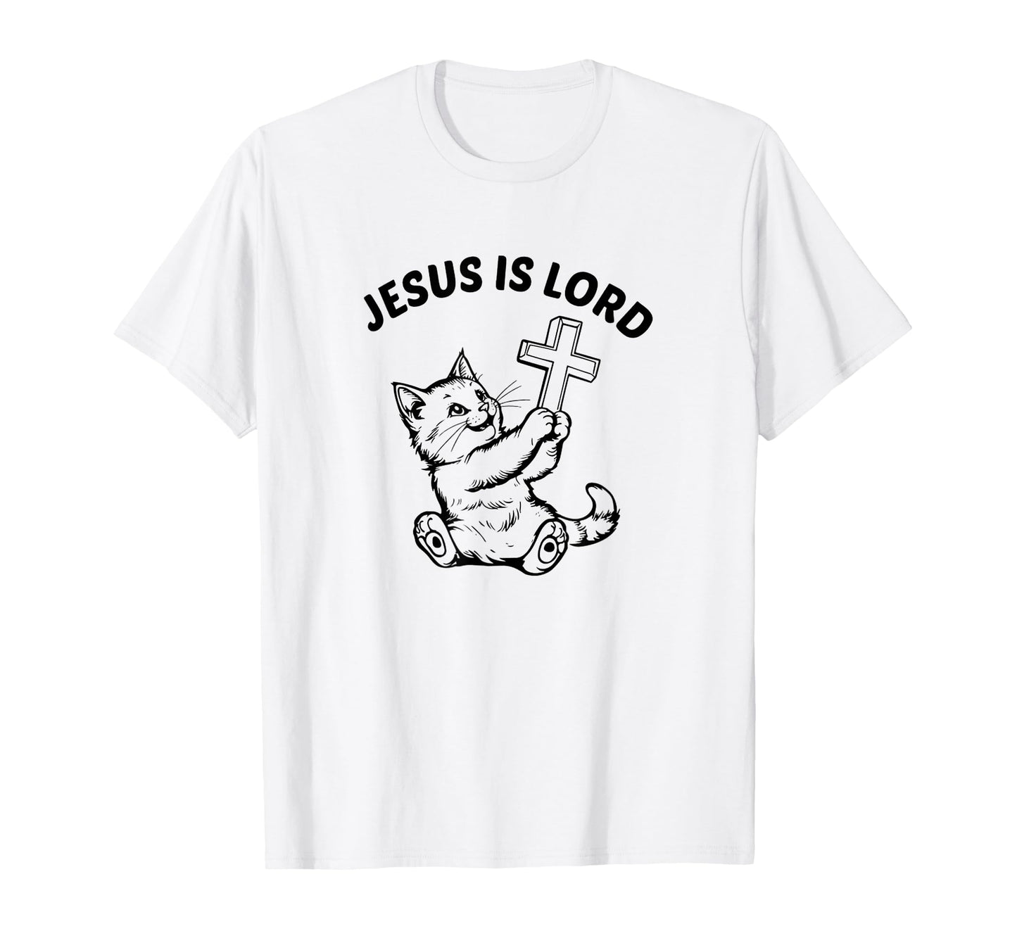 Vintage Jesus is Lord Funny Cat Cross Meme Faith Bible T-Shirt