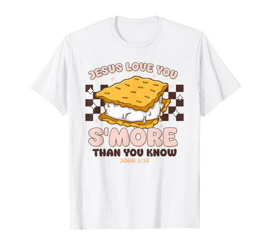 Camping Smore Jesus Loves You John Christian Women Groovy T-Shirt