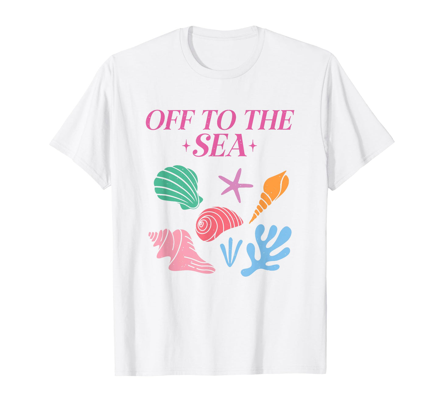 Off To The Sea Summer Cute Beach Colorful Seashells Starfish T-Shirt for Men Women Girls Kids