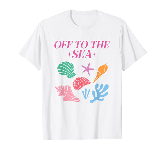 Off To The Sea Summer Cute Beach Colorful Seashells Starfish T-Shirt for Men Women Girls Kids
