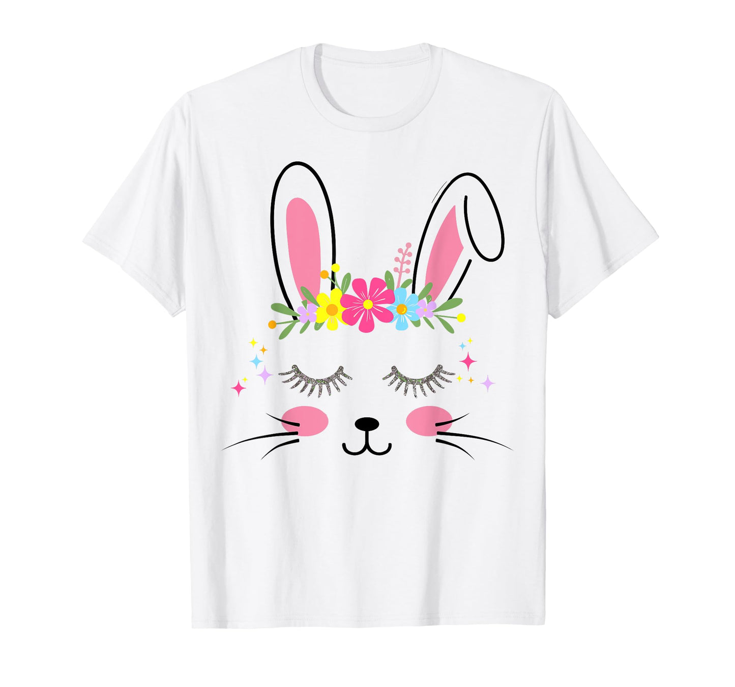 Cute bunny face flowers for easter girls women T-Shirt