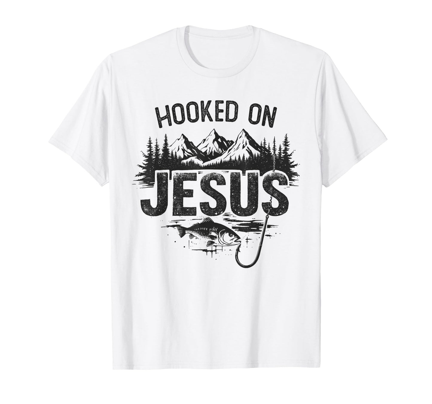 Hooked On Jesus Fishing Christian Fisherman Religious T-Shirt