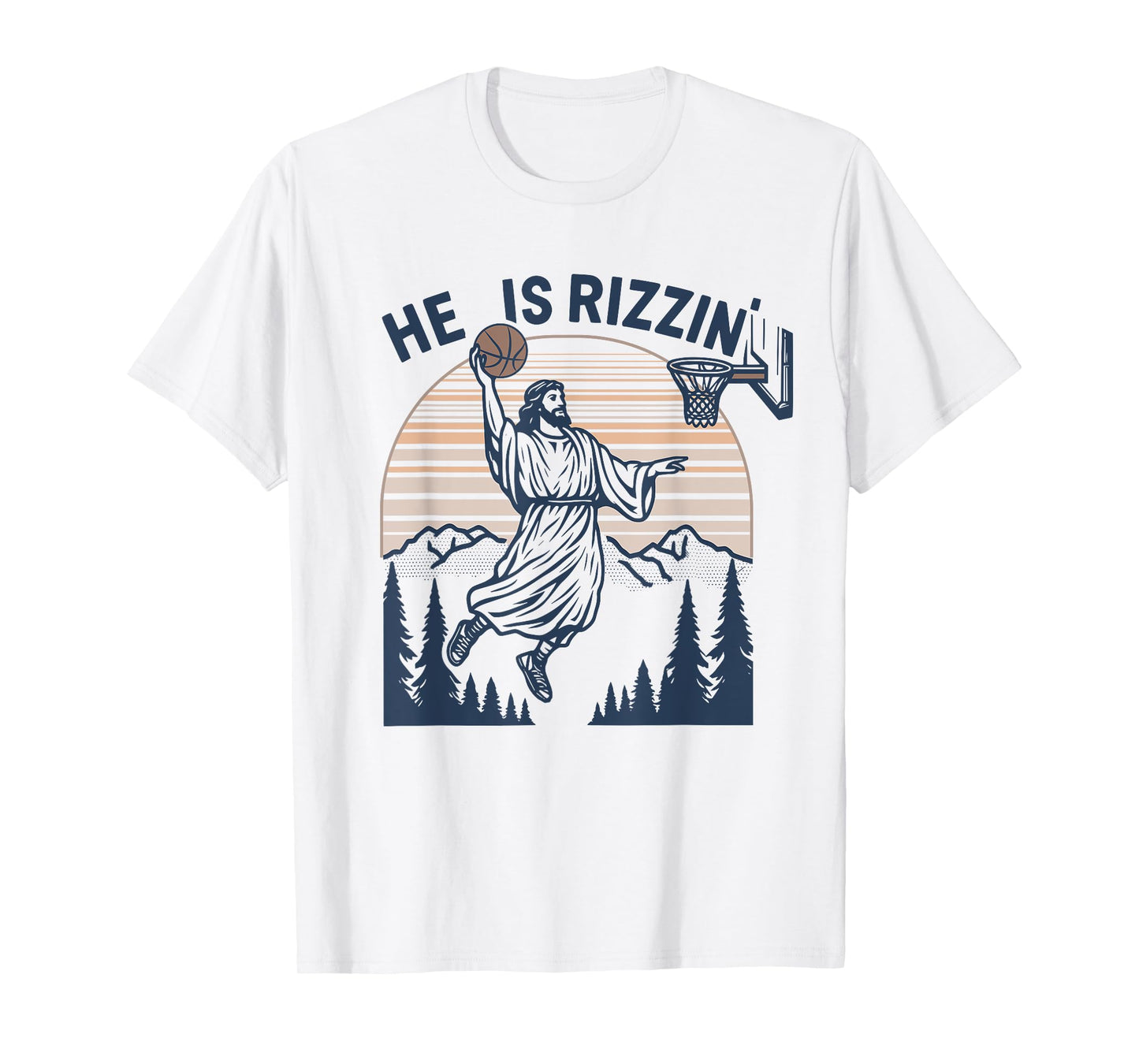 Vintage Christian Faith Jesus Basket Ball He Is Rizzin' T-Shirt