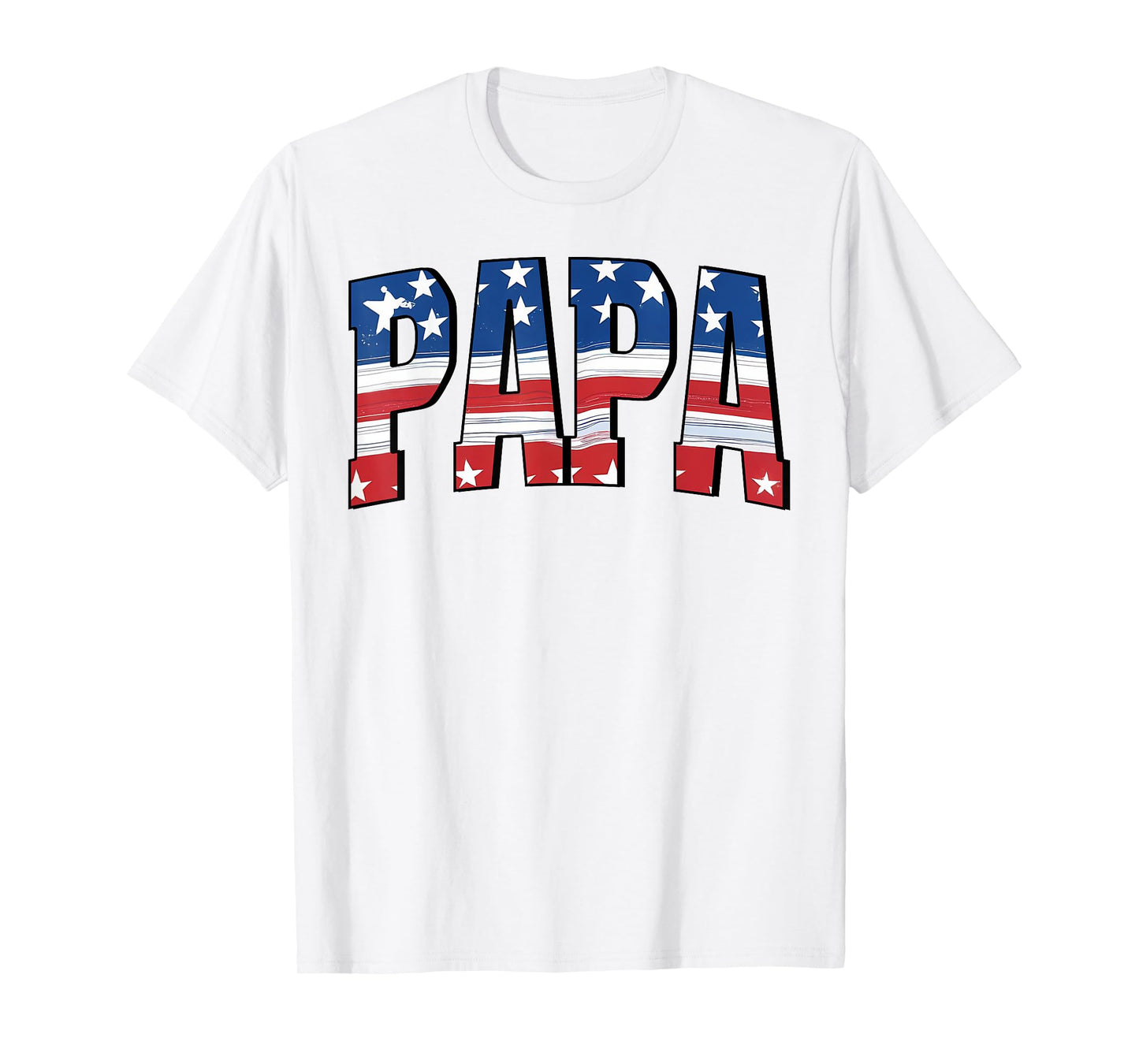 Papa Red White Blue American 4th Of July US Flag Matching T-Shirt