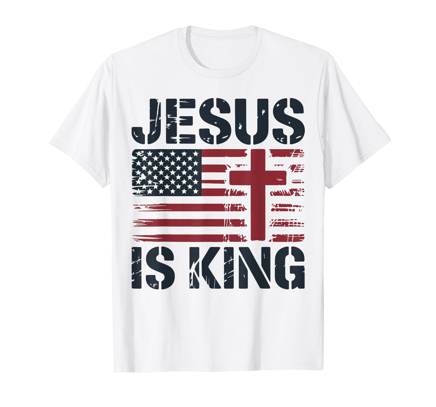 White Jesus is King American Flag Christian Patriotic Cross T-Shirt