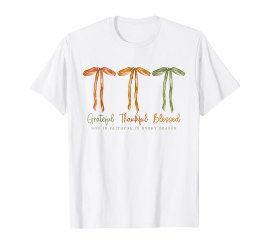 Grateful Thankful Blessed Thanksgiving Autumn for Kids Women T-Shirt