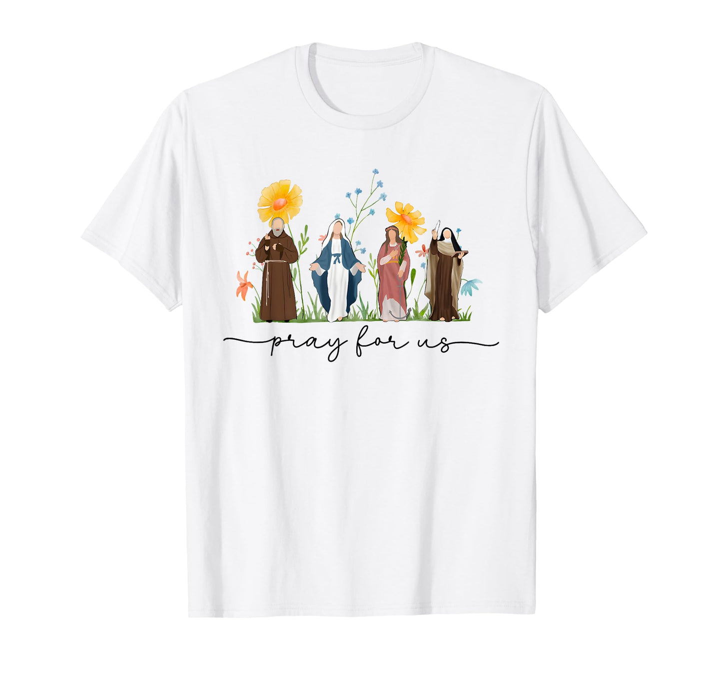 Catholic Saints Floral Women Religious Men Women Kids T-Shirt