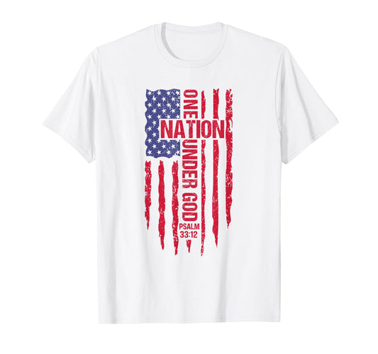 One Nation Under God American Flag Patriotic Christian T-Shirt