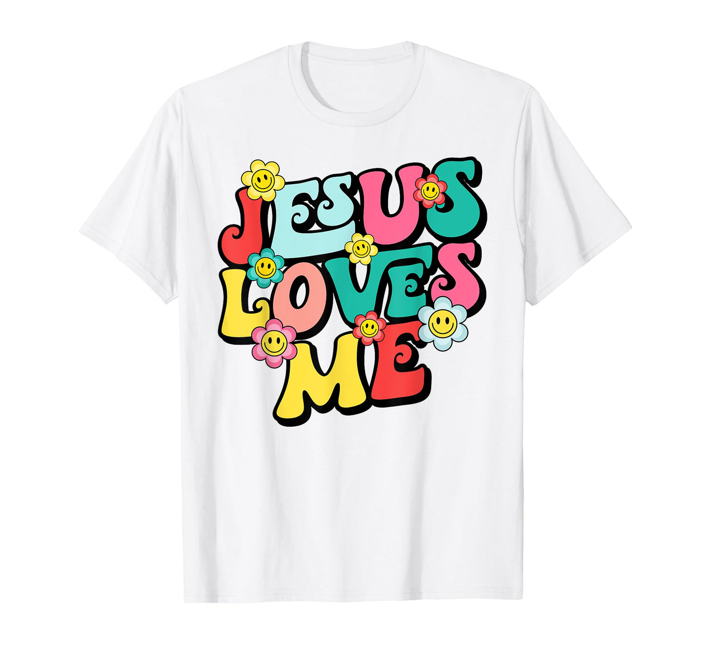 Jesus Loves Me Retro Vintage Groovy Style Men Womens T-Shirt