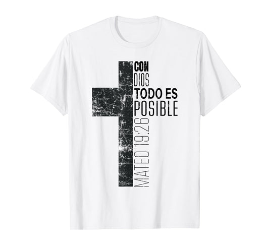 Vintage Christian Spanish Gifts Religious Bible Verse Cross T-Shirt