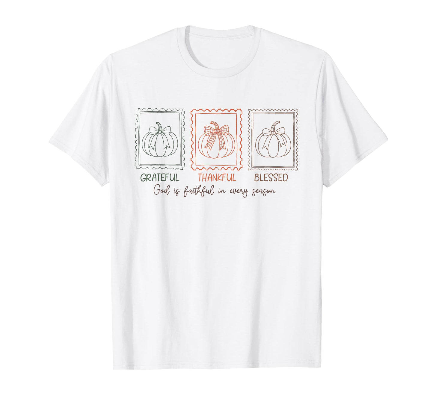 Christian Pumpkin Shirt Grateful Thankful Blessed Fall Faith T-Shirt