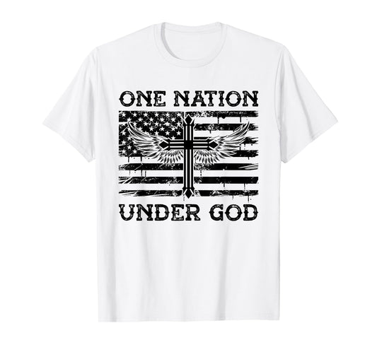 One Nation Under God Jesus Blessed American Flag T-Shirt