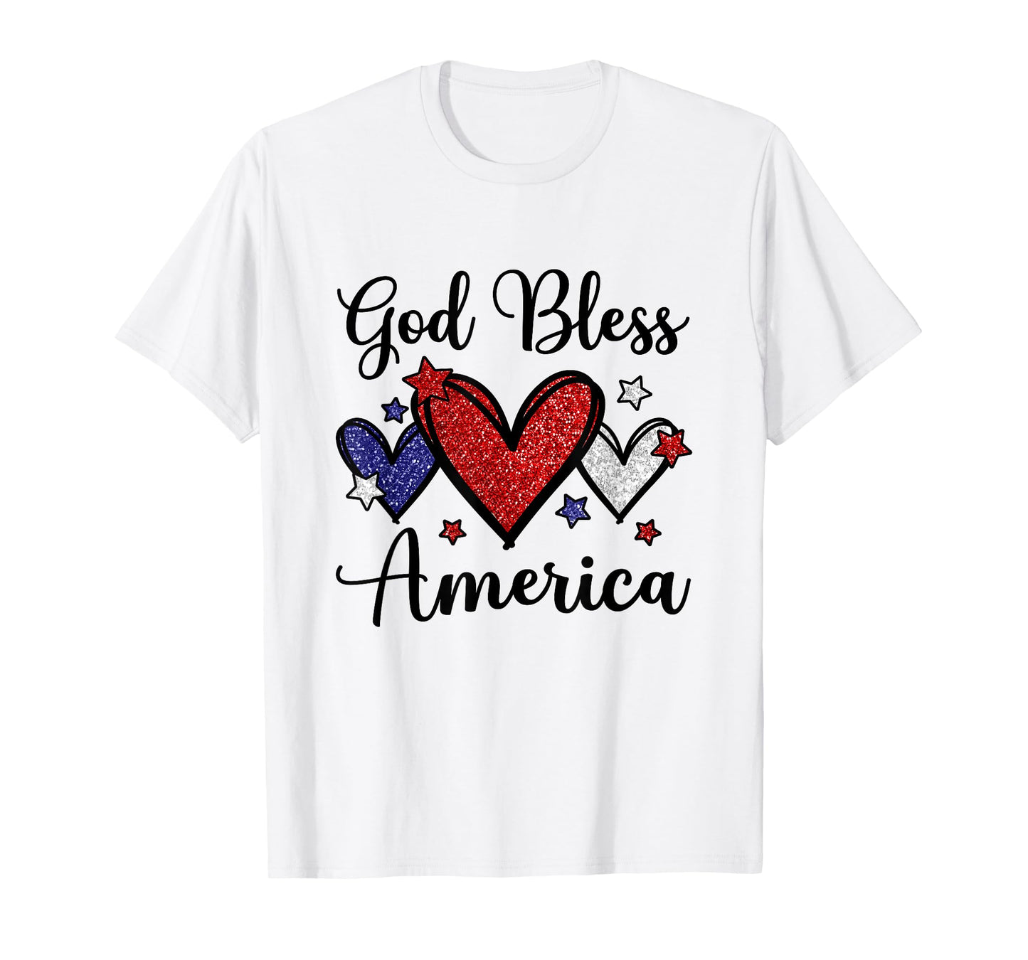 God Bless America Patriotic USA Flag Colors For Christians T-Shirt for Women Kids Men