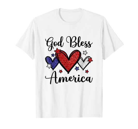 God Bless America Patriotic USA Flag Colors For Christians T-Shirt for Women Kids Men