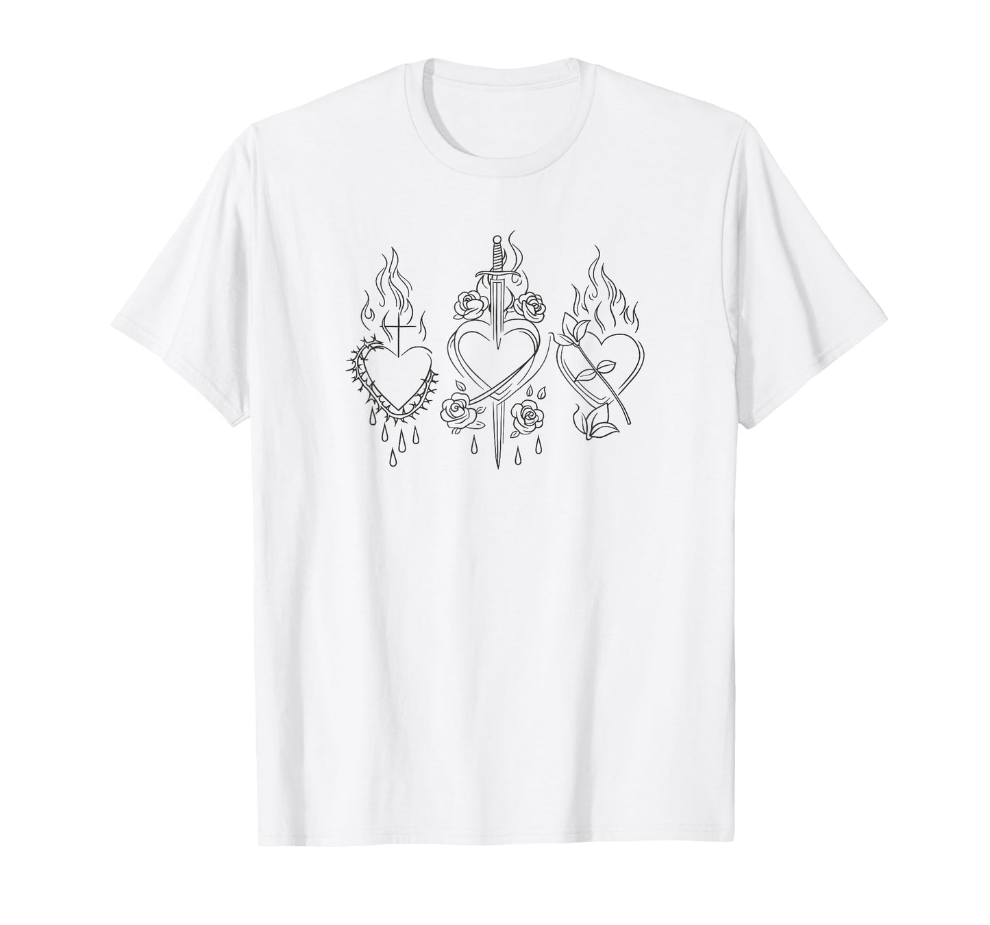 Three Sacred Hearts Jesus Mary Joseph JMJ T-Shirt