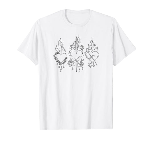 Three Sacred Hearts Jesus Mary Joseph JMJ T-Shirt