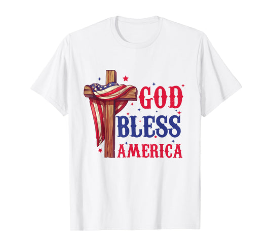 Flag God Bless America T-Shirt Fourth of July Shirt T-Shirt