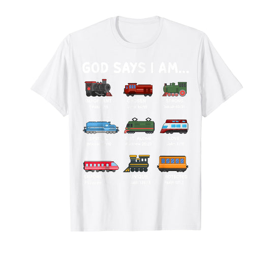 God Say I Am Train Shirt Toddler Boy Christian Locomotive T-Shirt