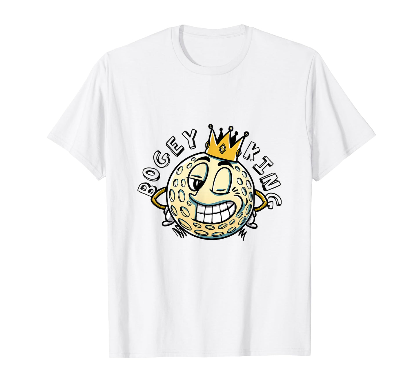 Bogey King Cartoon Golf Ball with Crown Funny Golf T-Shirt
