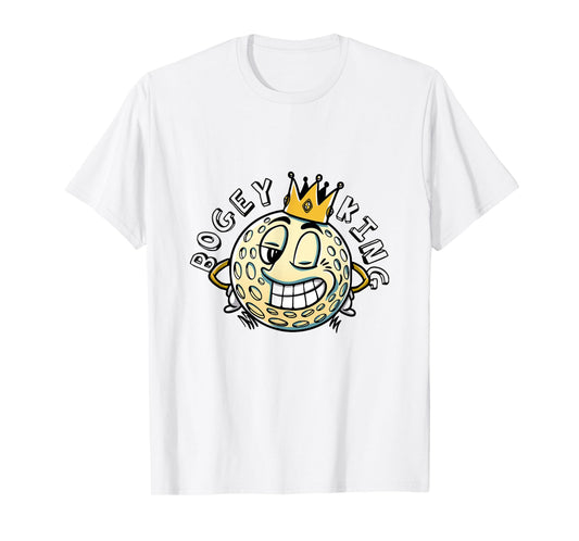 Bogey King Cartoon Golf Ball with Crown Funny Golf T-Shirt