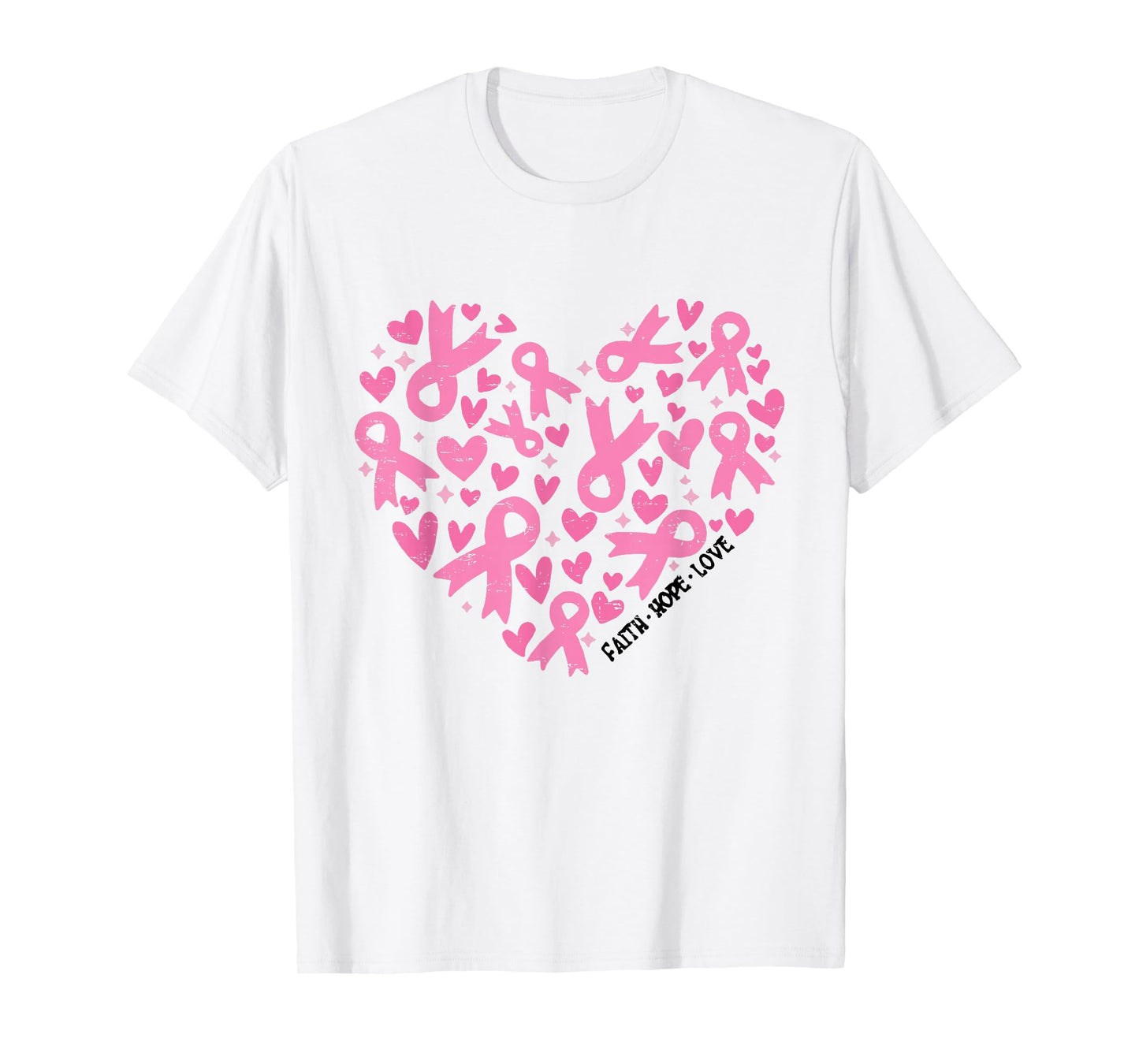 Faith Hope Love Breast Cancer Awareness Pink Ribbon Warrior T-Shirt