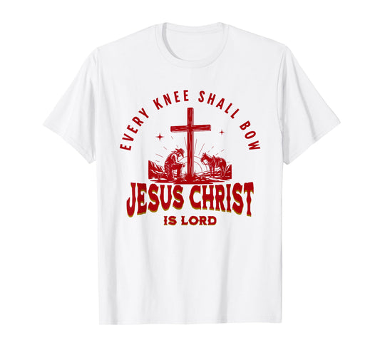 Cowboy Kneeling at Cross Western Jesus for Mens Faith T-Shirt