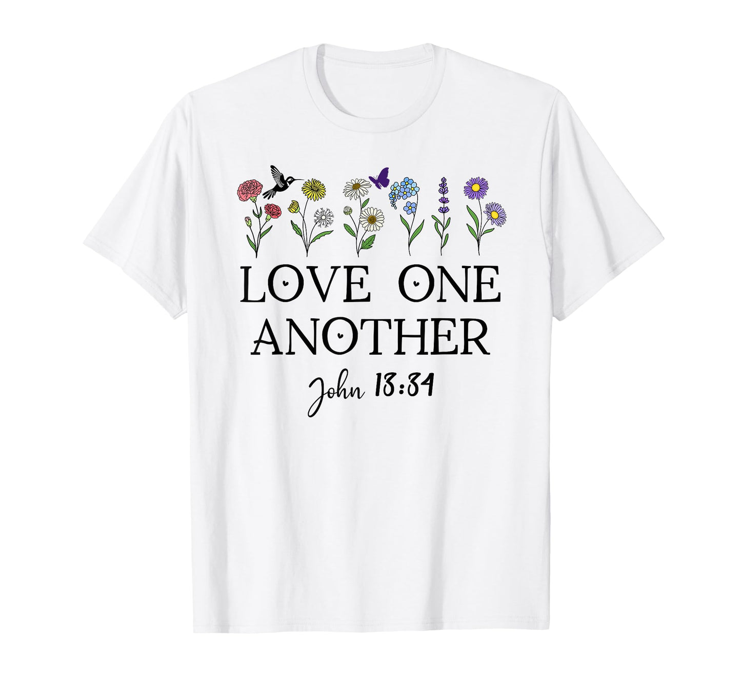 Love One Another Daisy Boho Christian Bible Verse John 13:34 T-Shirt