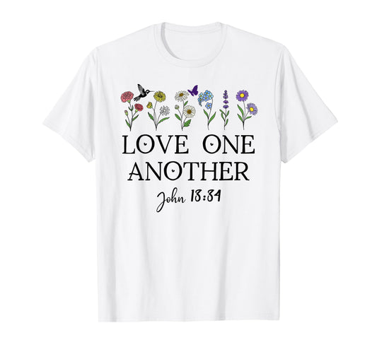 Love One Another Daisy Boho Christian Bible Verse John 13:34 T-Shirt