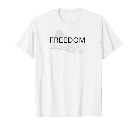 Freedom Text Christian, Patriotic Flag Faith Blk Txt T-Shirt