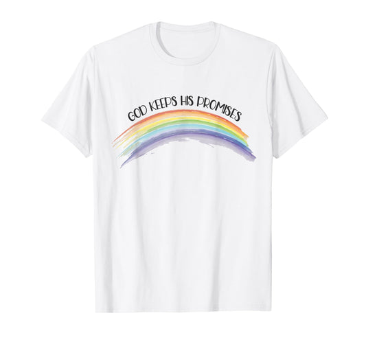 In God We Trust Apparel Rainbow God Keeps His Promises, Christian Religious Faith T-Shirt Grey