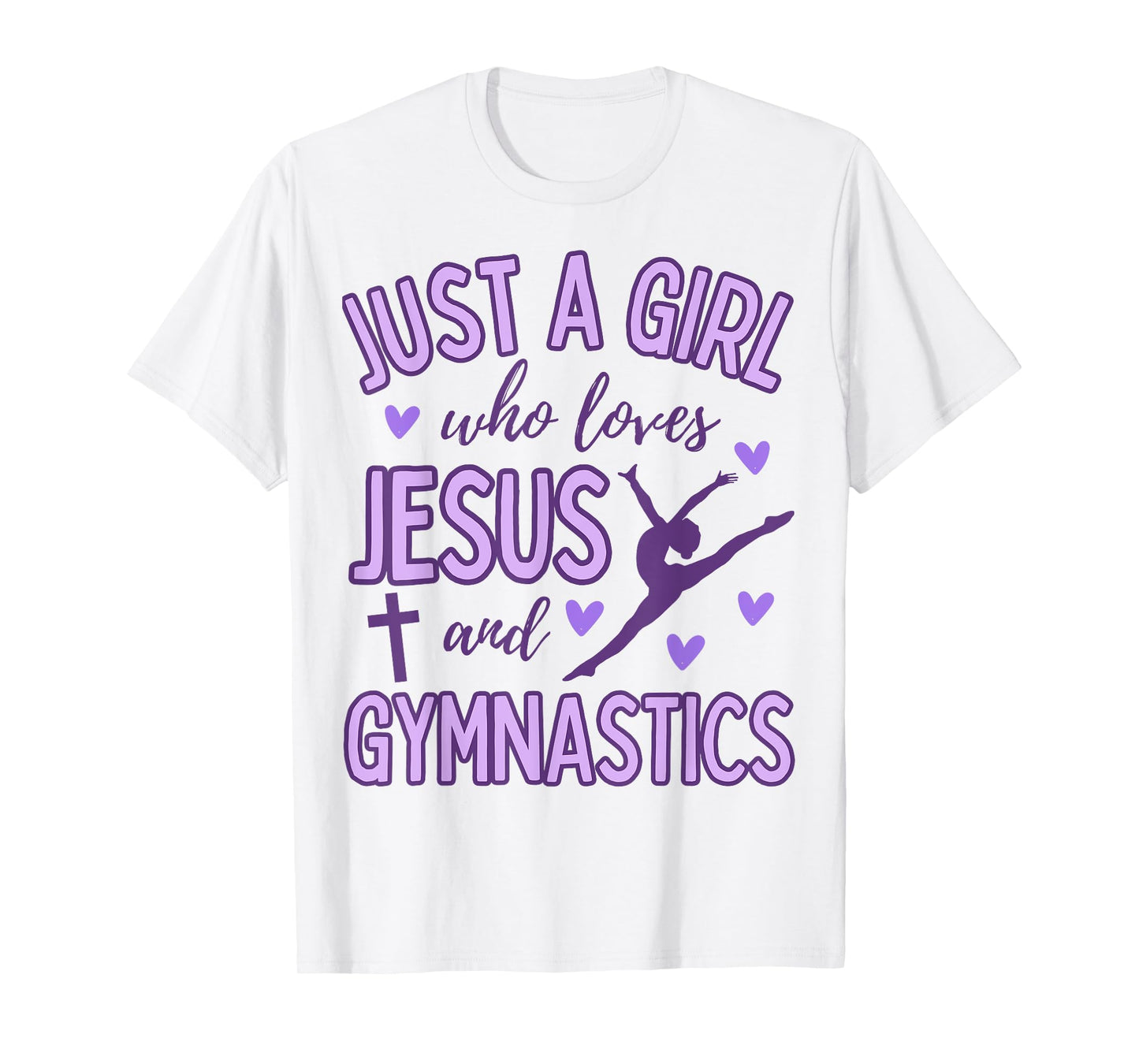 Just A Girl Who Loves Jesus and Gymnastics Christian Purple T-Shirt