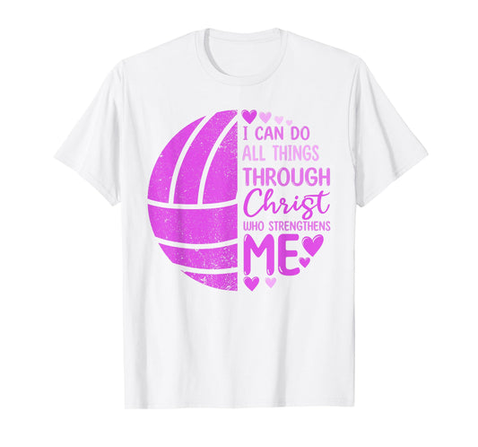 Volleyball Girl Women Boy Men Funny Volleyball Christ Verse T-Shirt