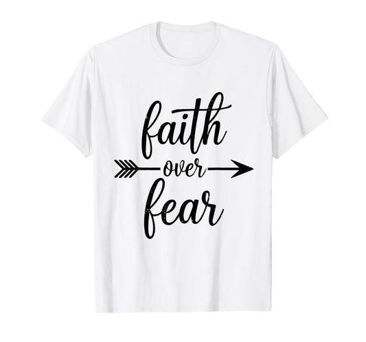 Cute Christian Faith Over Fear Teen Girl Bible Verse Church T-Shirt