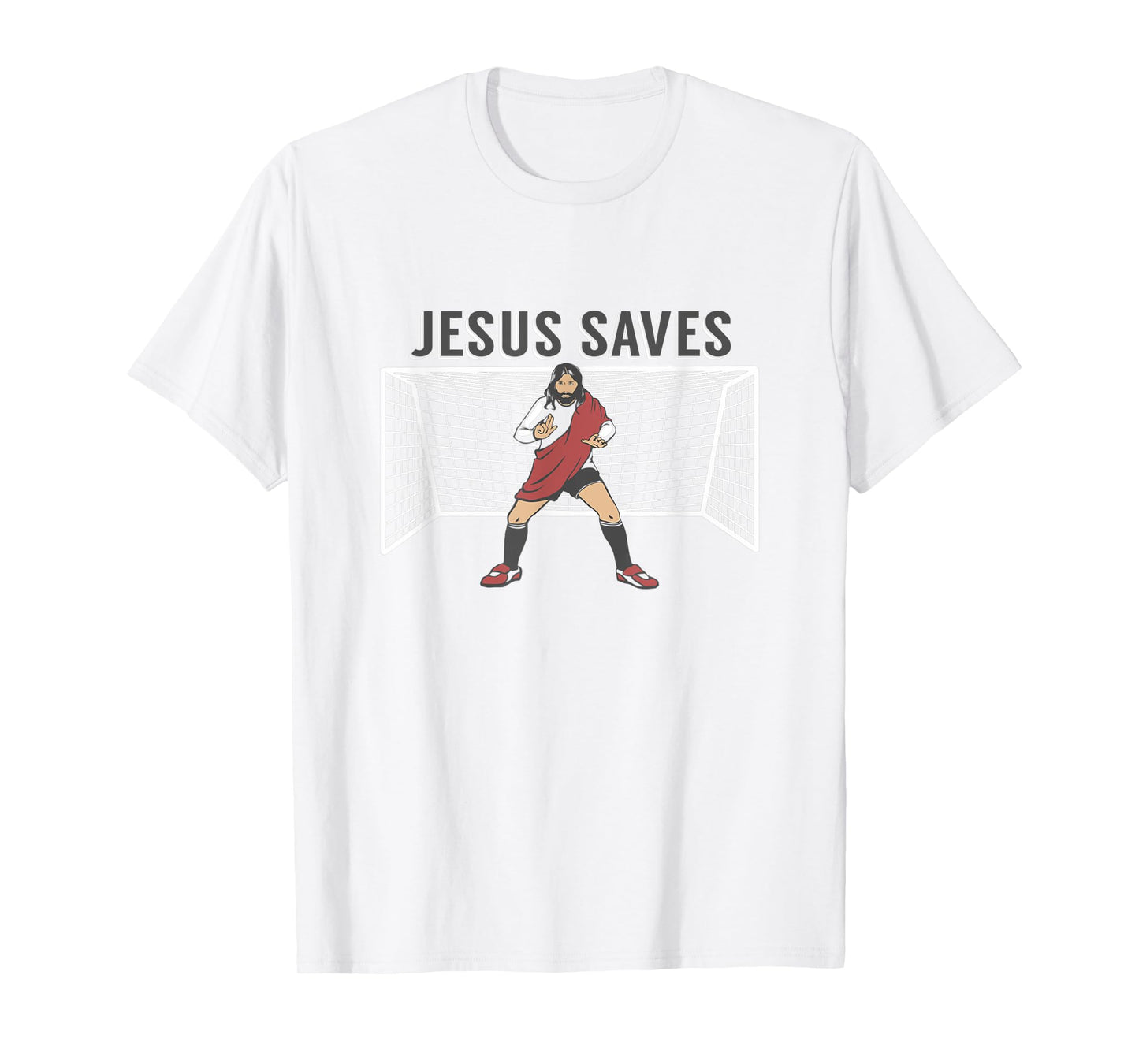 JESUS SAVES | Funny Christian, Christ Soccer Goalie T-shirt