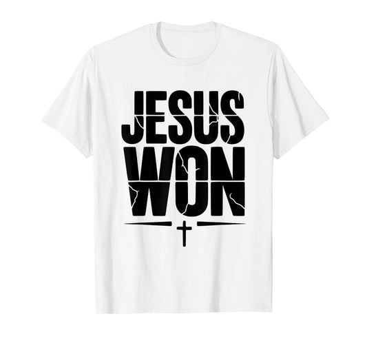Jesus Won Victory Cross Faith Christian Belief T-Shirt