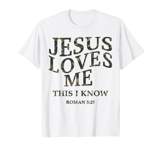 Camo Jesus Loves Me You Christian Youth Men God Son Brother T-Shirt