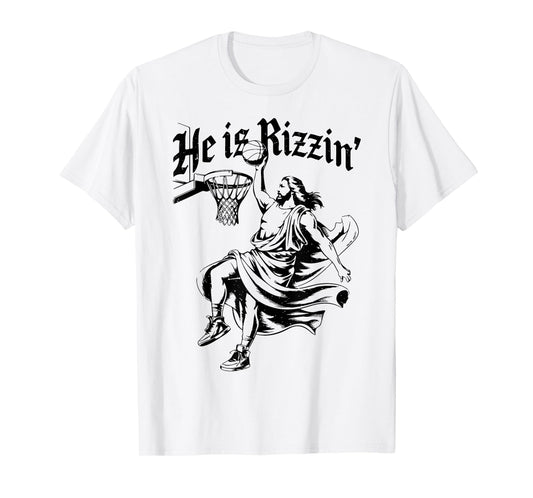 He Is Rizzin Jesus Basketball Youth toddler Christian Easter T-Shirt