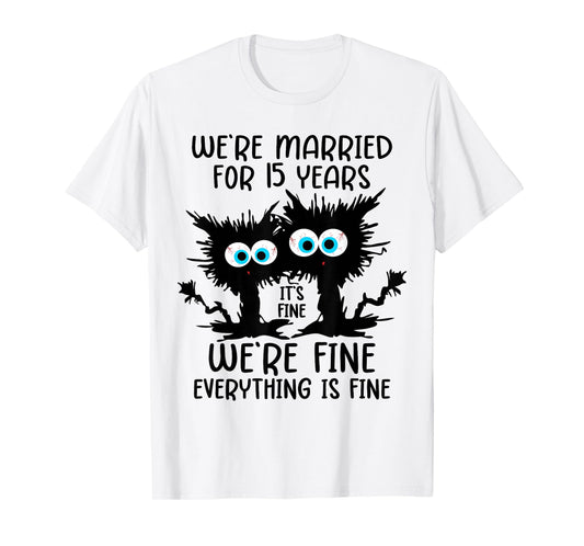 Crystal Wedding We're Married For 15 Years T-Shirt, Small, Grey