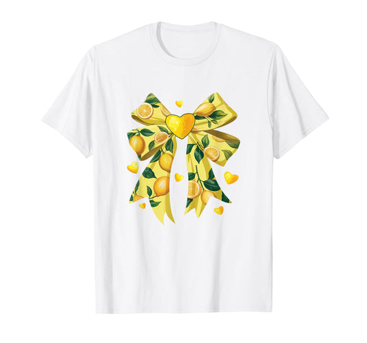 Lemon Fruit Coquette Bow For Women Girls Summer Vacation T-Shirt
