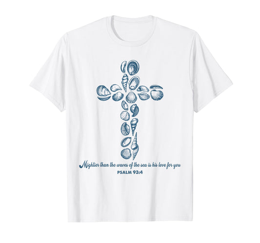 Christian Seashell Style Beach Vacation Faith Cross Women T-Shirt